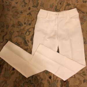 J McLaughlin white pique front pleat trousers